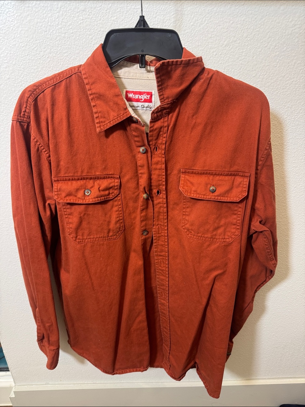 Wrangler Men's Rust Red Button-Front Work Jacket Medium